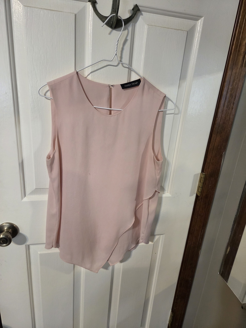 Ivanka Trump Pale Pink Sleeveless Asymmetrical Layered Blouse